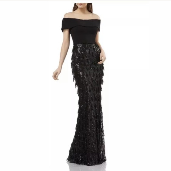 Carmen Marc Valvo Infusion Sequined Gown - Picture 1 of 4